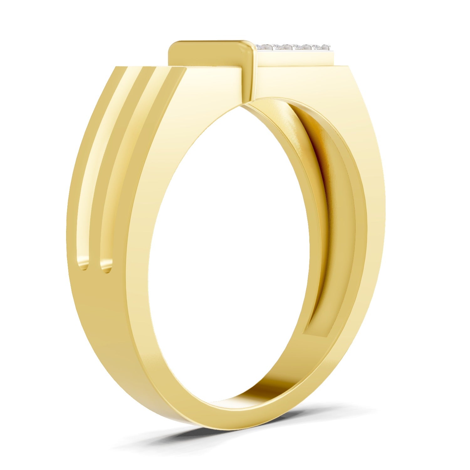 Lab Grown Diamond Ring For Men 0.26 Carat IGI Certified Round Shape 925 Sterling Silver Gold Plated Fashion Ring