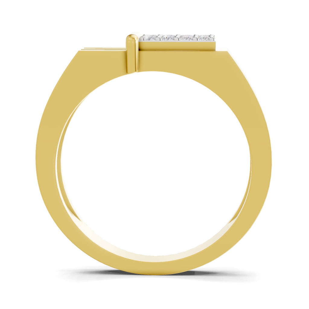 Lab Grown Diamond Ring For Men 0.26 Carat IGI Certified Round Shape 925 Sterling Silver Gold Plated Fashion Ring