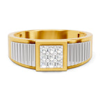 Lab Grown Diamond Ring For Men 0.14 Carat IGI Certified Round Shape 925 Sterling Silver Gold Plated Cluster Ring