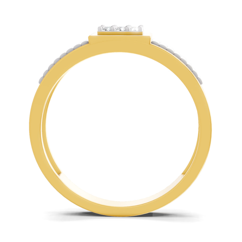 Lab Grown Diamond Ring For Men 0.14 Carat IGI Certified Round Shape 925 Sterling Silver Gold Plated Cluster Ring