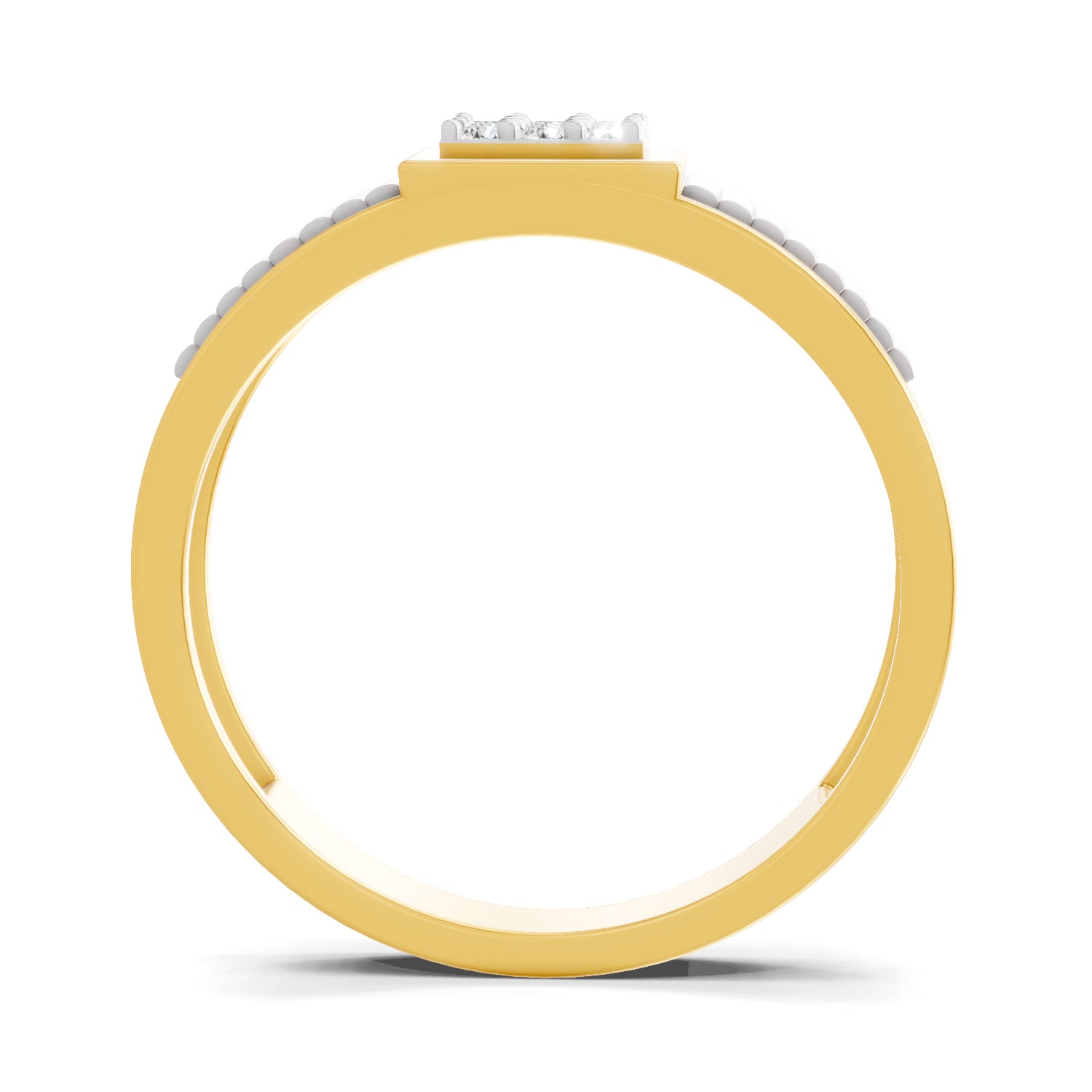 Lab Grown Diamond Ring For Men 0.14 Carat IGI Certified Round Shape 925 Sterling Silver Gold Plated Cluster Ring