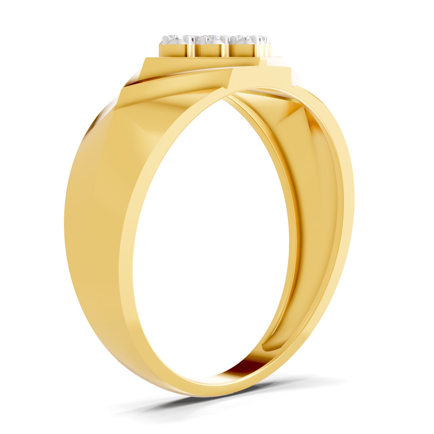 Lab Grown Diamond Ring For Men 0.2 Carat IGI Certified Round Shape 925 Sterling Silver Gold Plated Fashion Ring