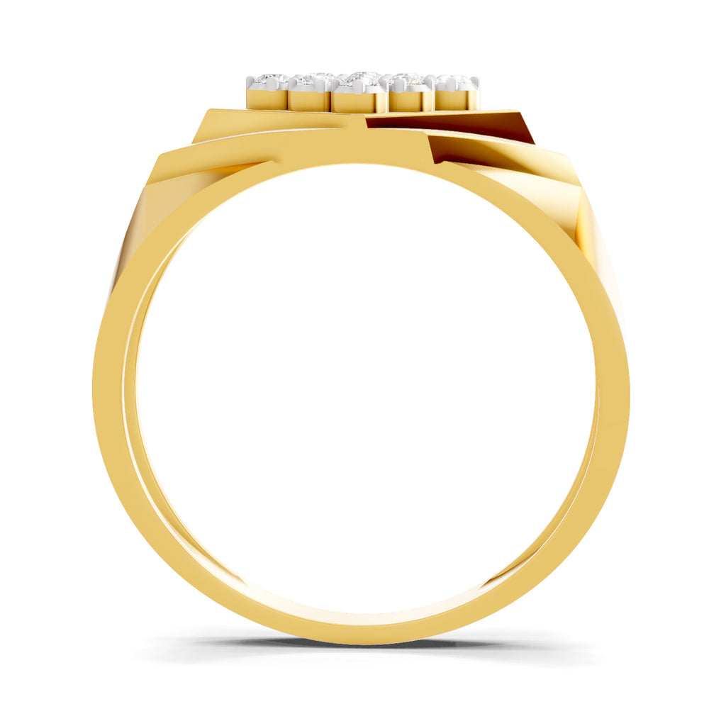 Lab Grown Diamond Ring For Men 0.2 Carat IGI Certified Round Shape 925 Sterling Silver Gold Plated Fashion Ring