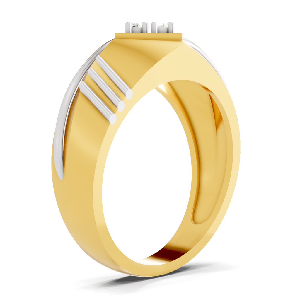 Lab Grown Diamond Ring For Men 0.1 Carat IGI Certified Round Shape F-G VS Quality | 925 Sterling Silver Gold Plated Diamond Square Ring