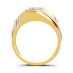 Lab Grown Diamond Ring For Men 0.1 Carat IGI Certified Round Shape F-G VS Quality | 925 Sterling Silver Gold Plated Diamond Square Ring