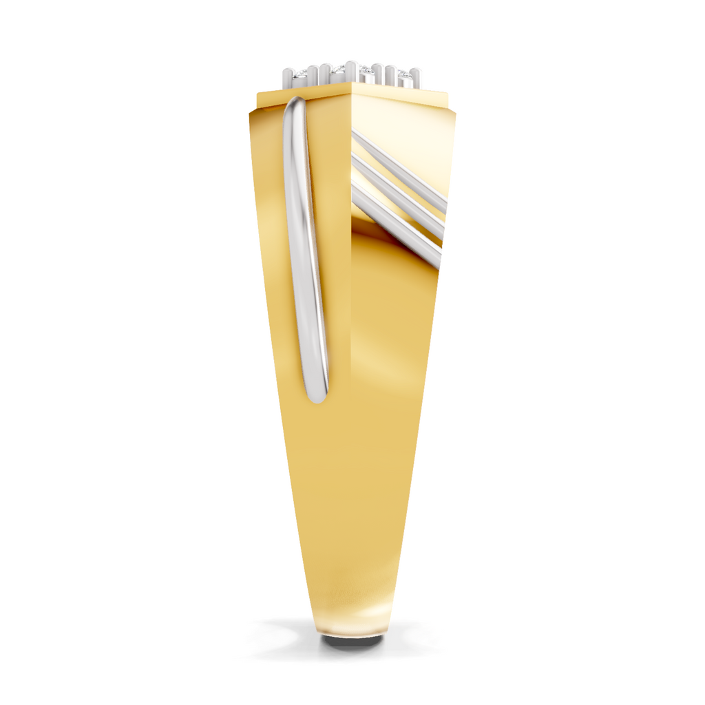 Lab Grown Diamond Ring For Men 0.1 Carat IGI Certified Round Shape F-G VS Quality | 925 Sterling Silver Gold Plated Diamond Square Ring