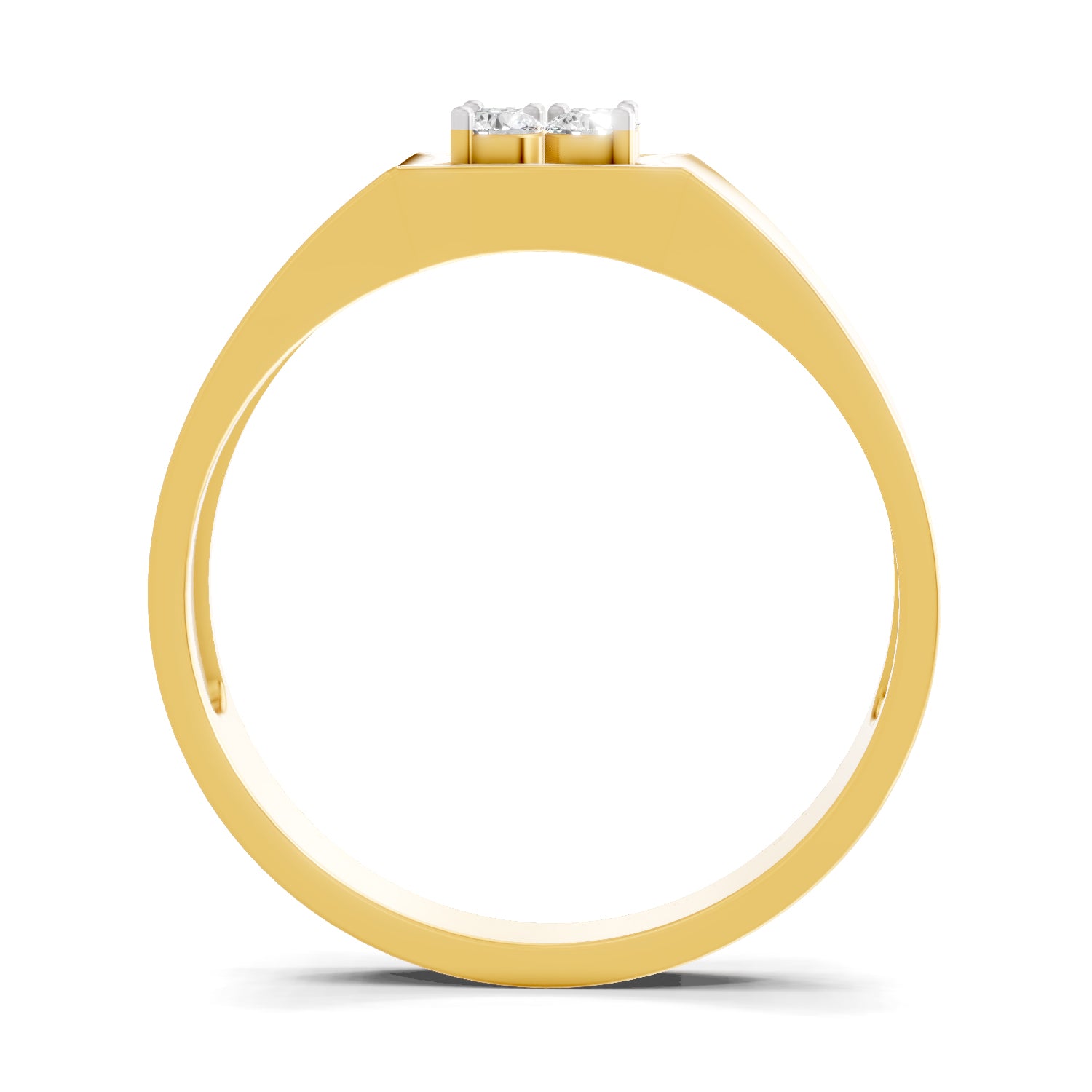 Lab Grown Diamond Ring For Men 0.14 Carat IGI Certified Round Shape 925 Sterling Silver Gold Plated Fashion Ring