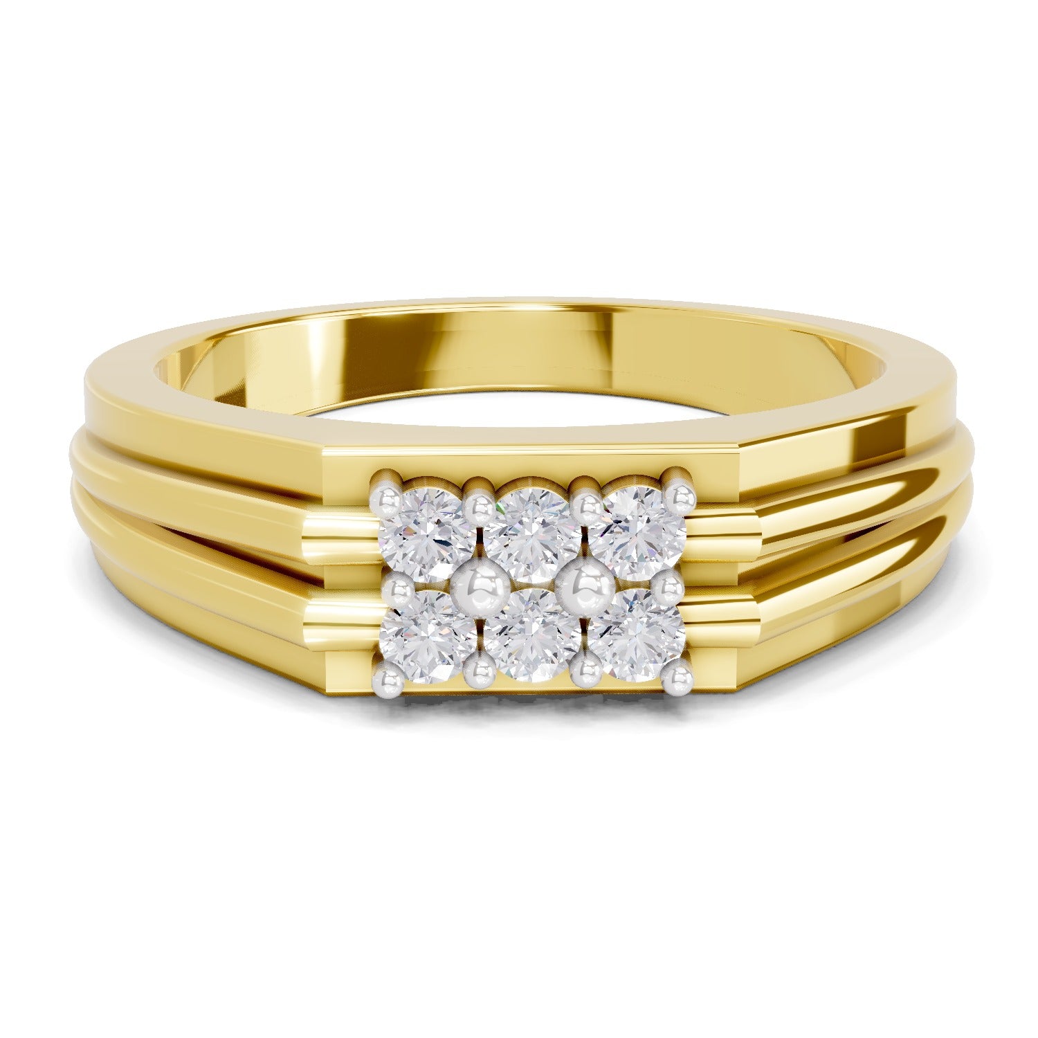 Lab Grown Diamond Ring For Men 0.32 Carat IGI Certified Round Shape 925 Sterling Silver Gold Plated Fashion Ring