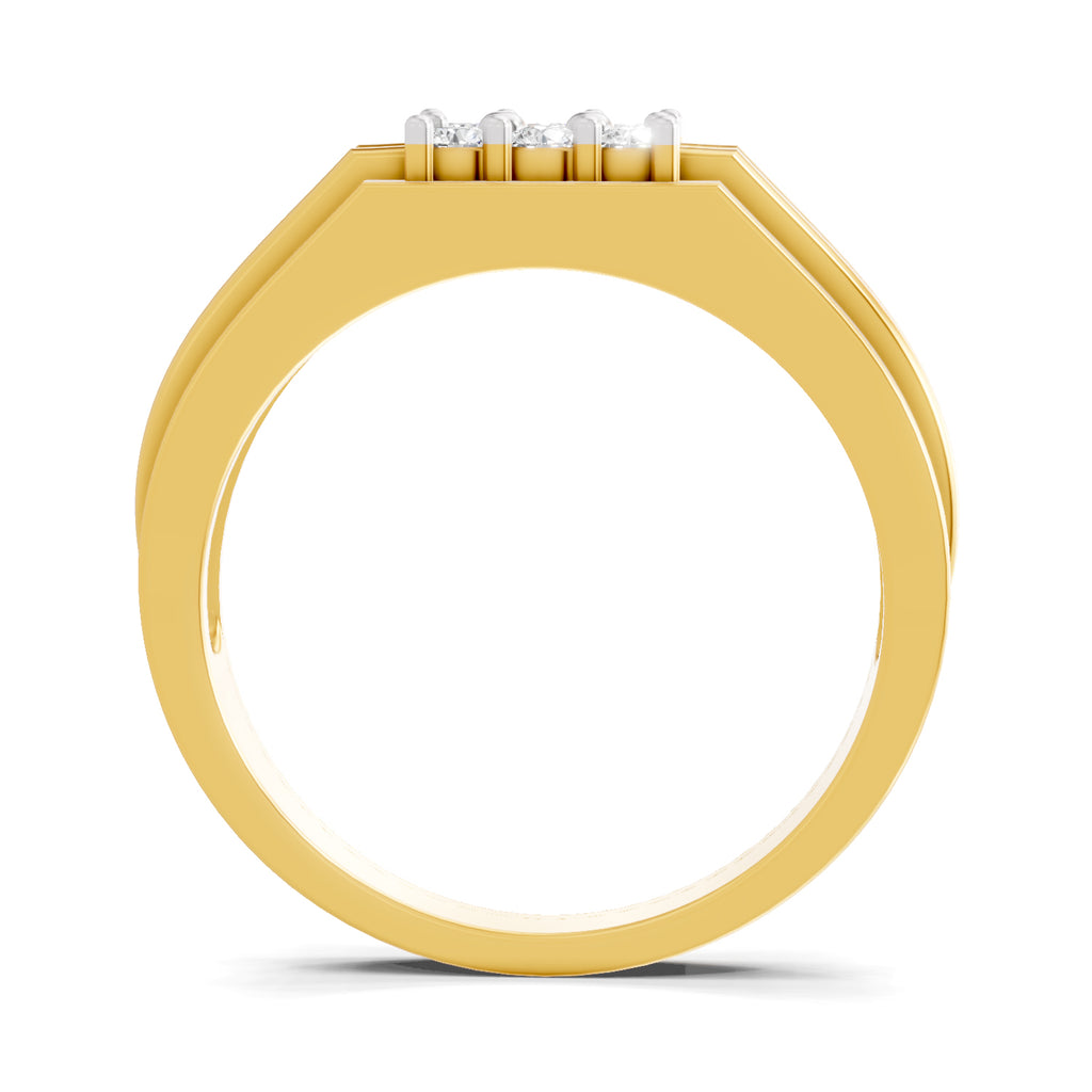 Lab Grown Diamond Ring For Men 0.32 Carat IGI Certified Round Shape 925 Sterling Silver Gold Plated Fashion Ring