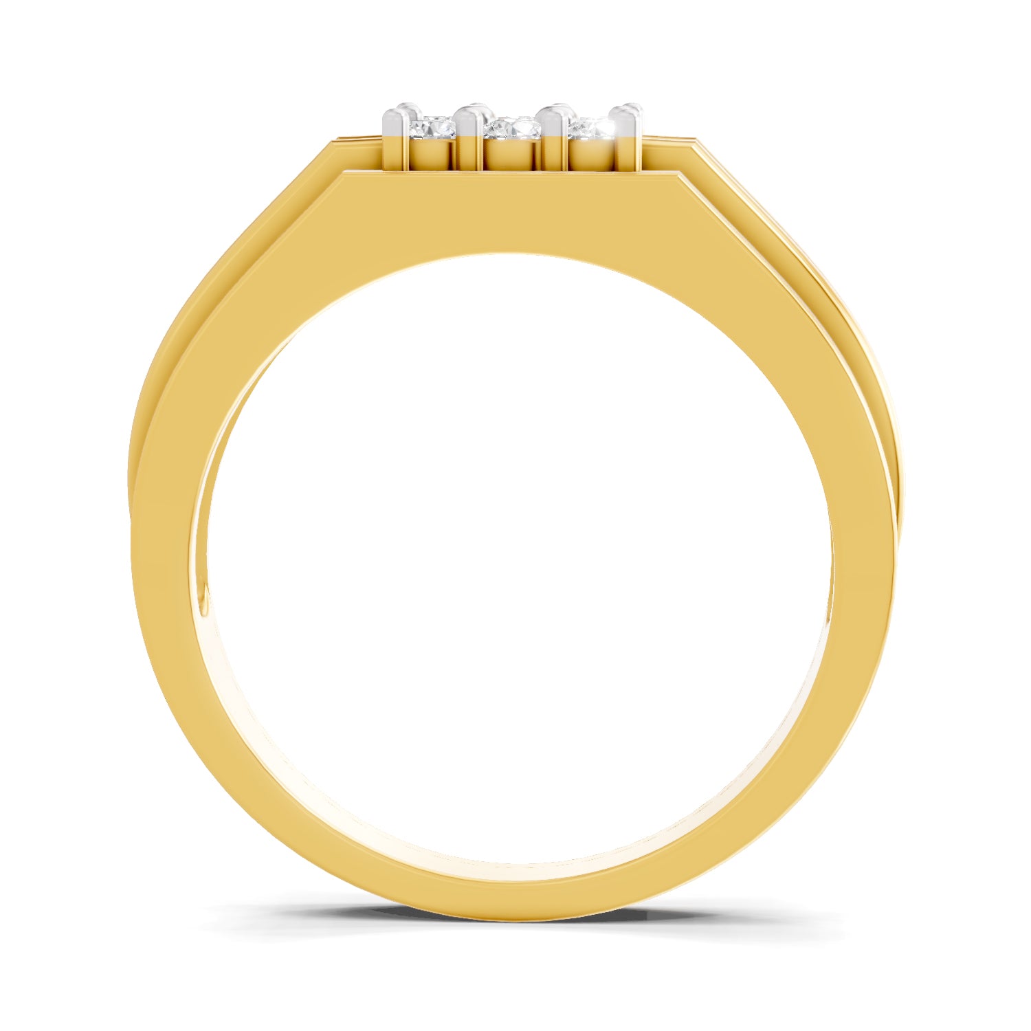Lab Grown Diamond Ring For Men 0.32 Carat IGI Certified Round Shape 925 Sterling Silver Gold Plated Fashion Ring
