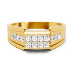 Lab Grown Diamond Ring For Men 0.35 Carat IGI Certified Round Shape 925 Sterling Silver Gold Plated Fashion Ring