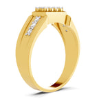 Lab Grown Diamond Ring For Men 0.35 Carat IGI Certified Round Shape 925 Sterling Silver Gold Plated Fashion Ring