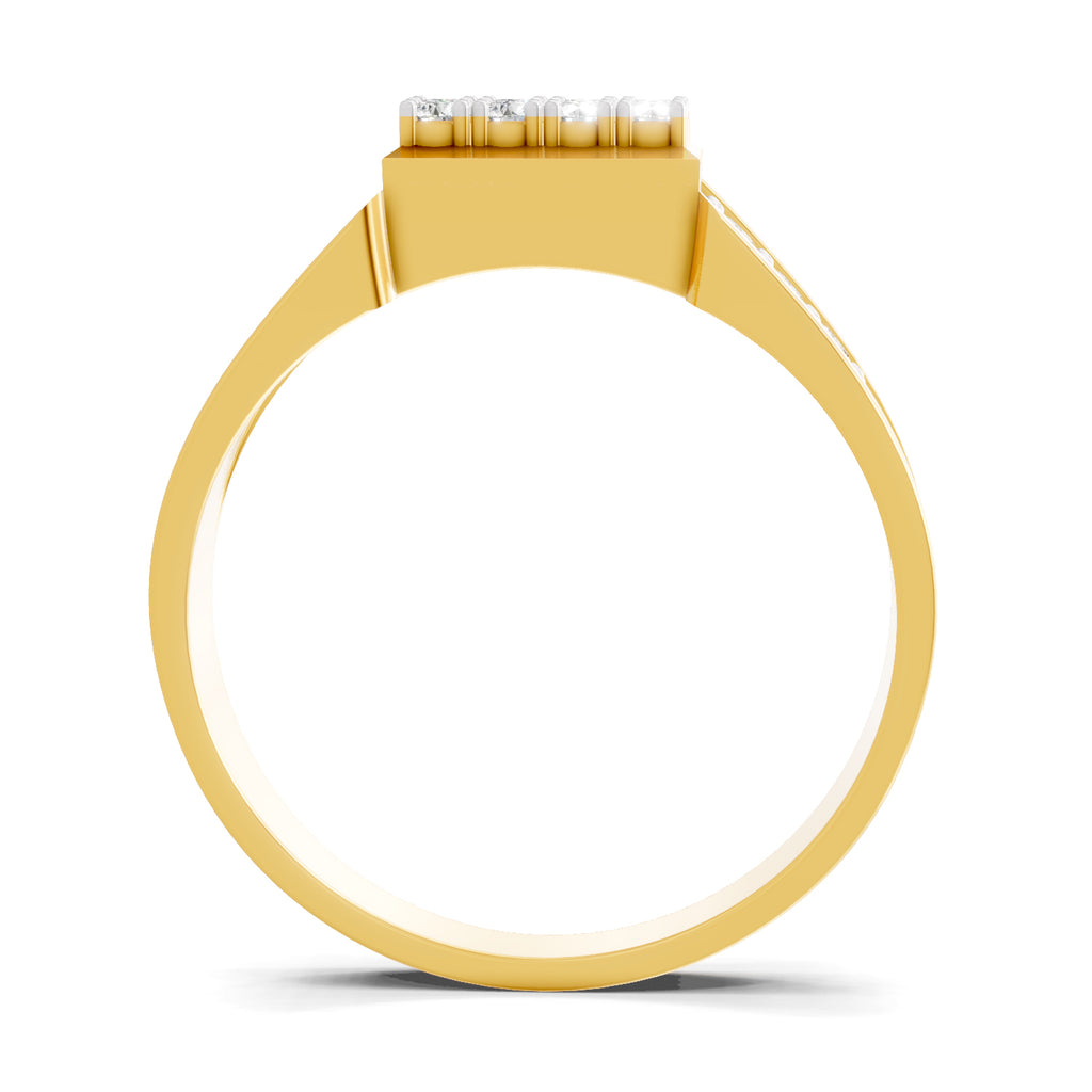 Lab Grown Diamond Ring For Men 0.35 Carat IGI Certified Round Shape 925 Sterling Silver Gold Plated Fashion Ring