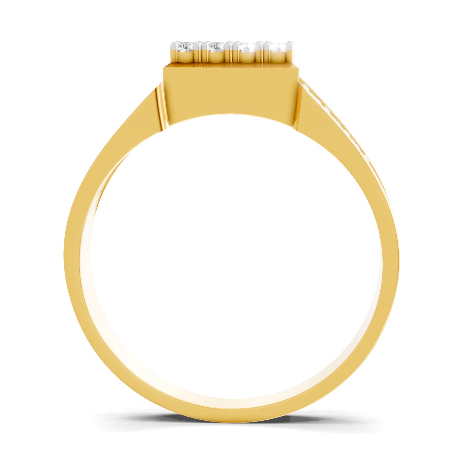 Lab Grown Diamond Ring For Men 0.35 Carat IGI Certified Round Shape 925 Sterling Silver Gold Plated Fashion Ring