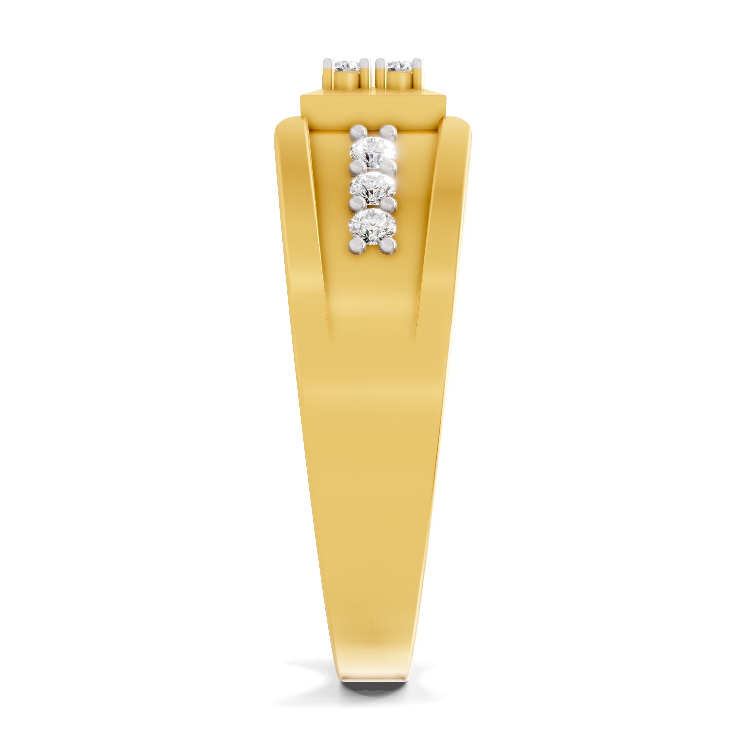 Lab Grown Diamond Ring For Men 0.35 Carat IGI Certified Round Shape 925 Sterling Silver Gold Plated Fashion Ring