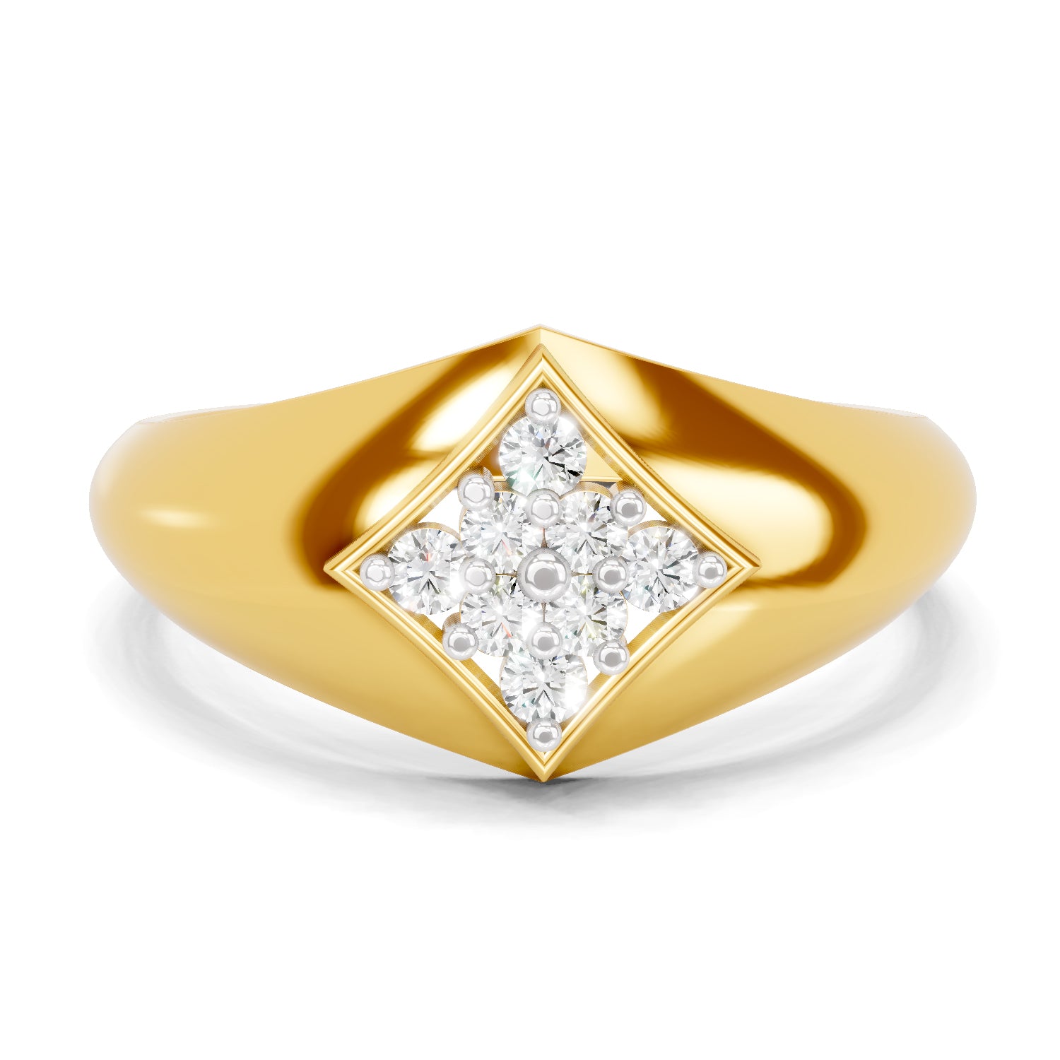 Lab Grown Diamond Ring For Men 0.22 Carat IGI Certified Round Shape 925 Sterling Silver Gold Plated Fashion Ring