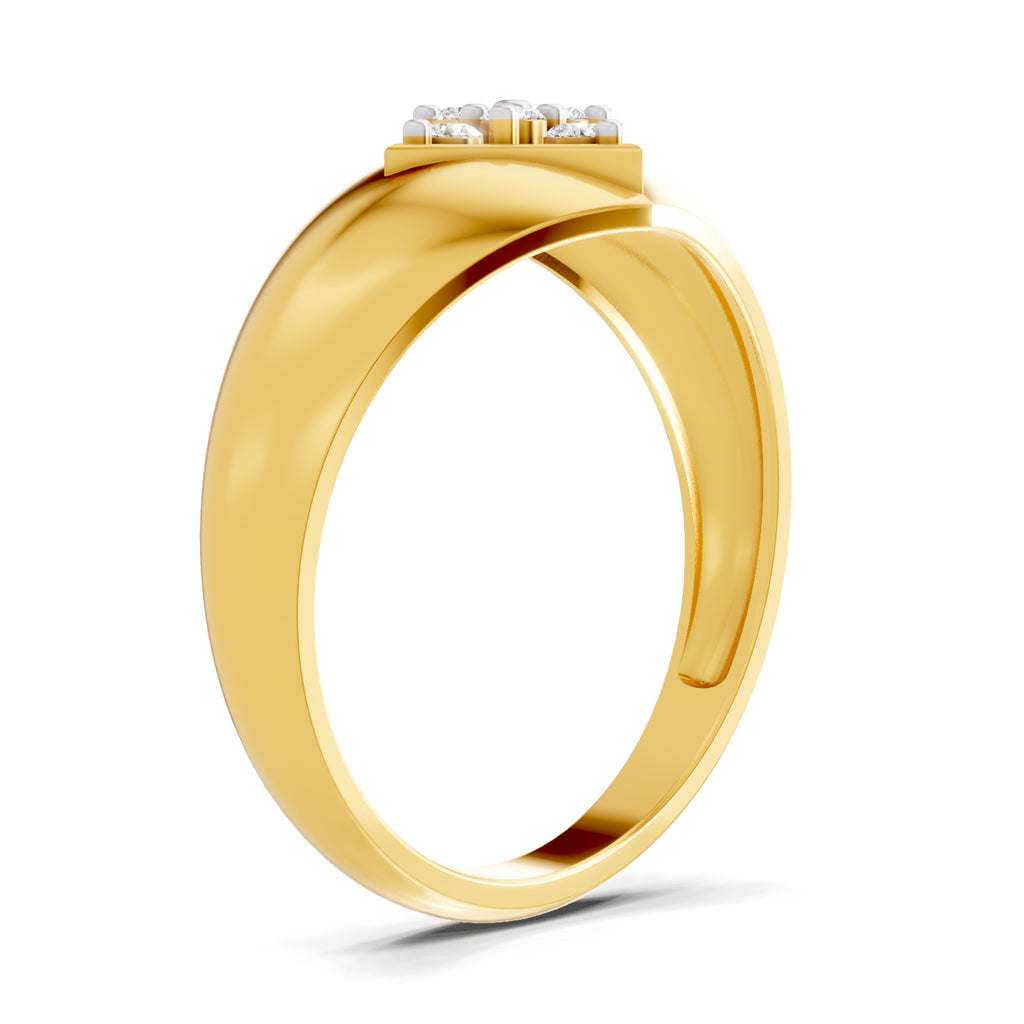 Lab Grown Diamond Ring For Men 0.22 Carat IGI Certified Round Shape 925 Sterling Silver Gold Plated Fashion Ring
