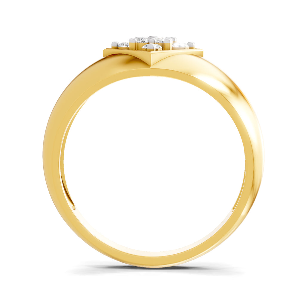 Lab Grown Diamond Ring For Men 0.22 Carat IGI Certified Round Shape 925 Sterling Silver Gold Plated Fashion Ring