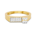 Lab Grown Diamond Ring For Men 0.16 Carat IGI Certified Round Shape 925 Sterling Silver Gold Plated Fashion Ring
