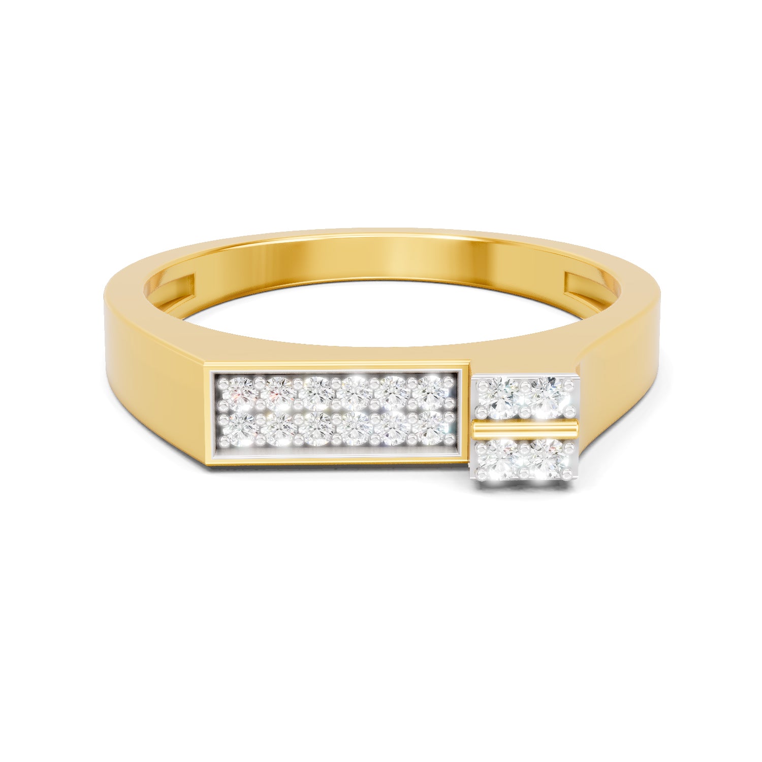 Lab Grown Diamond Ring For Men 0.16 Carat IGI Certified Round Shape 925 Sterling Silver Gold Plated Fashion Ring