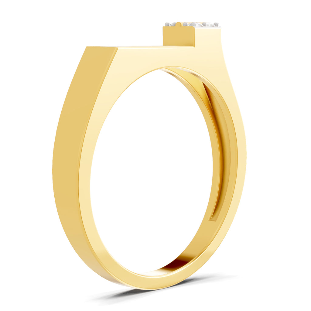 Lab Grown Diamond Ring For Men 0.16 Carat IGI Certified Round Shape 925 Sterling Silver Gold Plated Fashion Ring