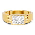 Lab Grown Diamond Ring For Men 0.26 Carat IGI Certified Round Shape 925 Sterling Silver Gold Plated Cluster Ring