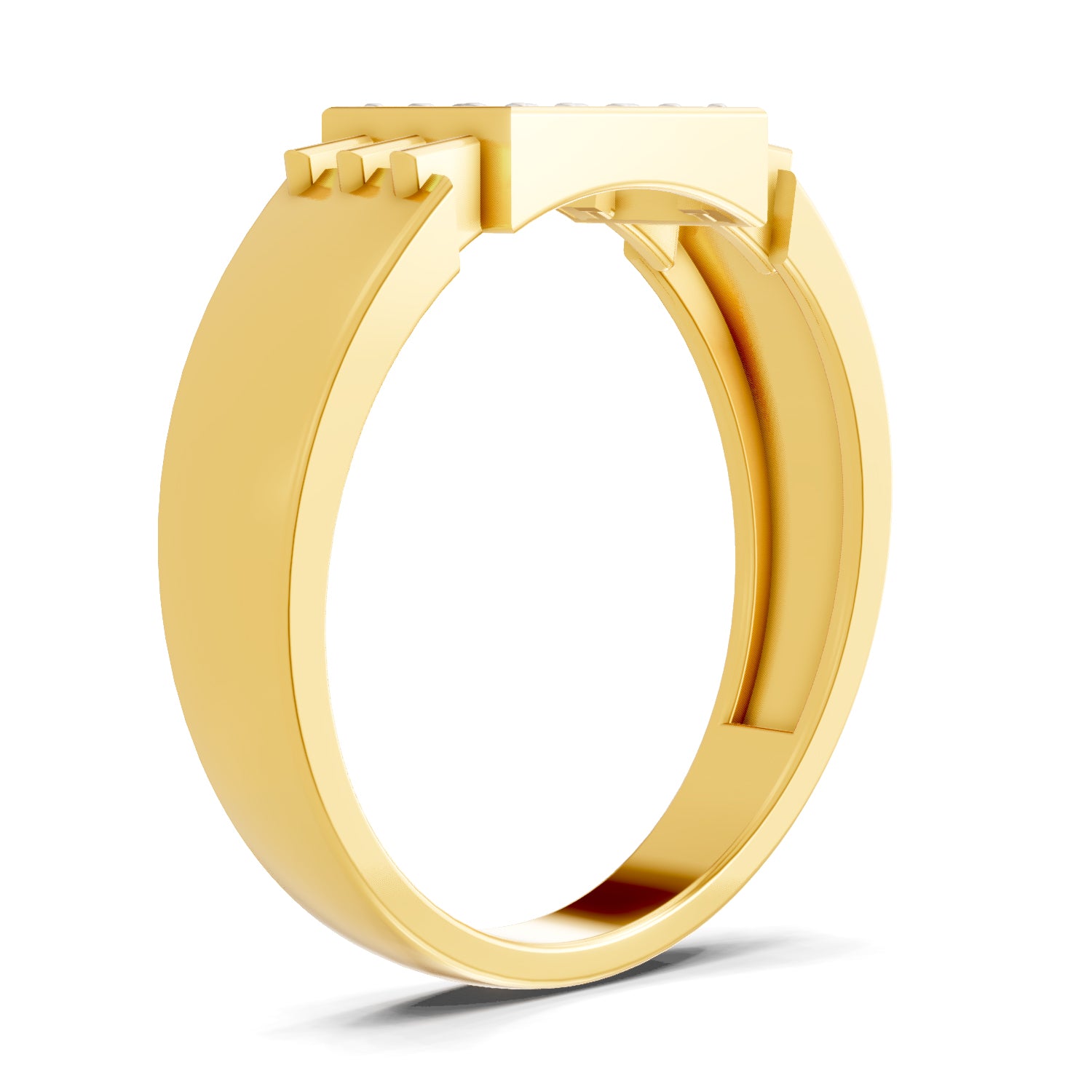 Lab Grown Diamond Ring For Men 0.26 Carat IGI Certified Round Shape 925 Sterling Silver Gold Plated Cluster Ring