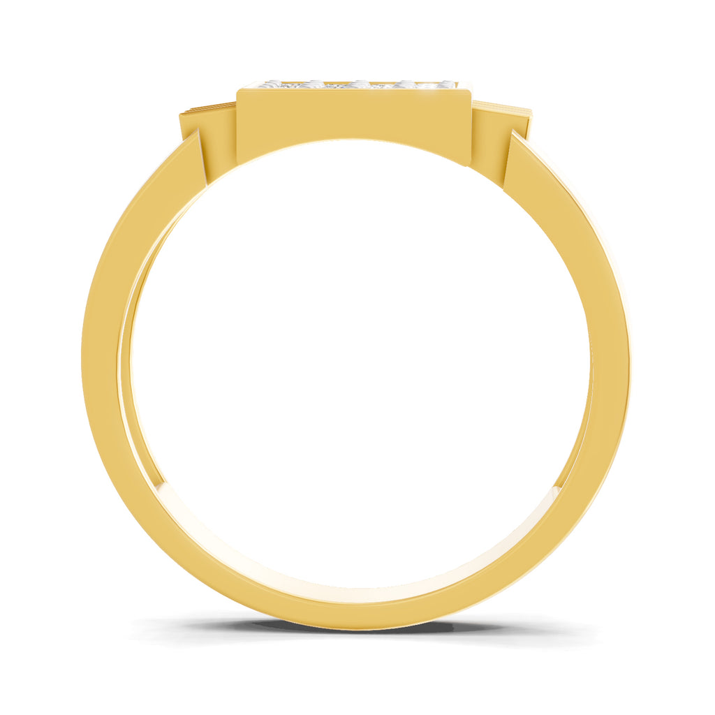 Lab Grown Diamond Ring For Men 0.26 Carat IGI Certified Round Shape 925 Sterling Silver Gold Plated Cluster Ring