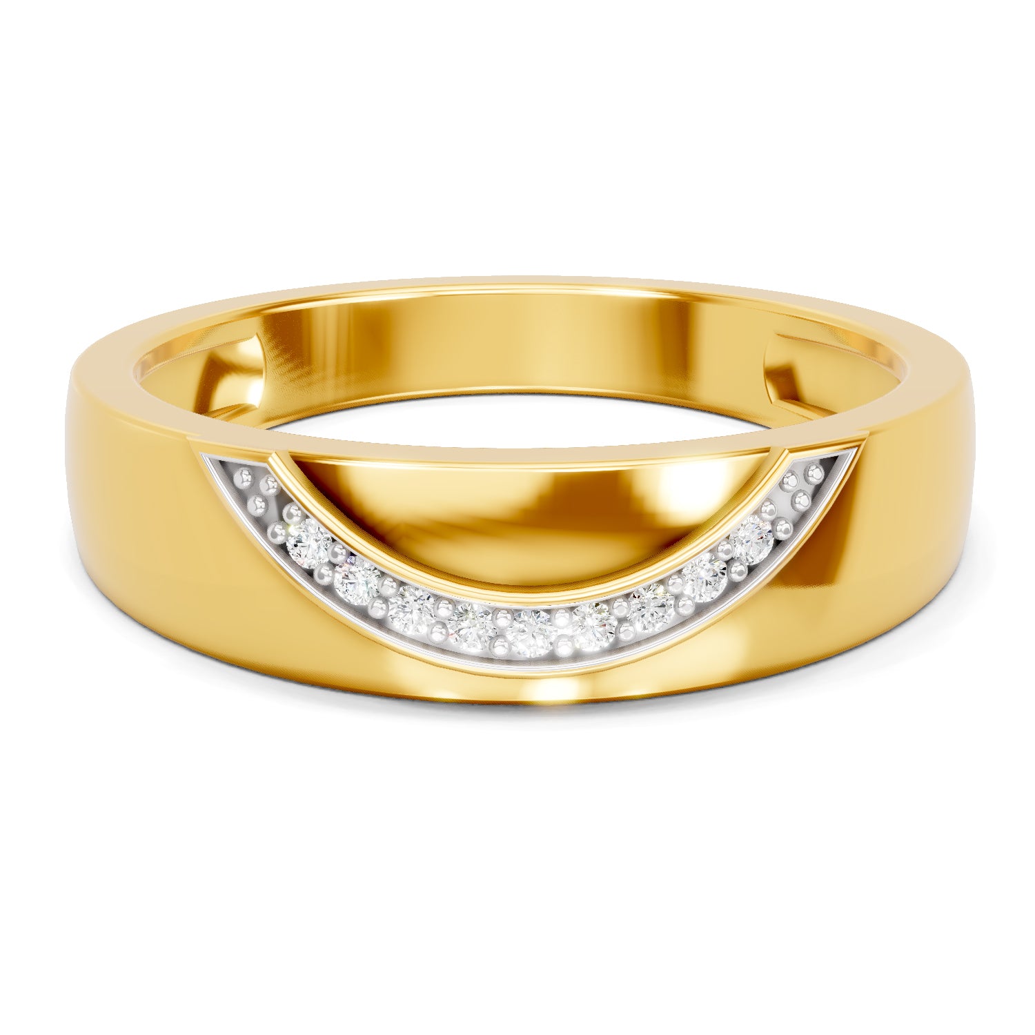 Lab Grown Diamond Ring For Men 0.05 Carat Round Shape 925 Sterling Silver Gold Plated Fashion Ring