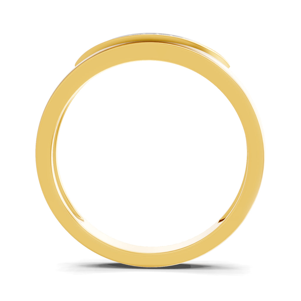 Lab Grown Diamond Ring For Men 0.05 Carat Round Shape 925 Sterling Silver Gold Plated Fashion Ring
