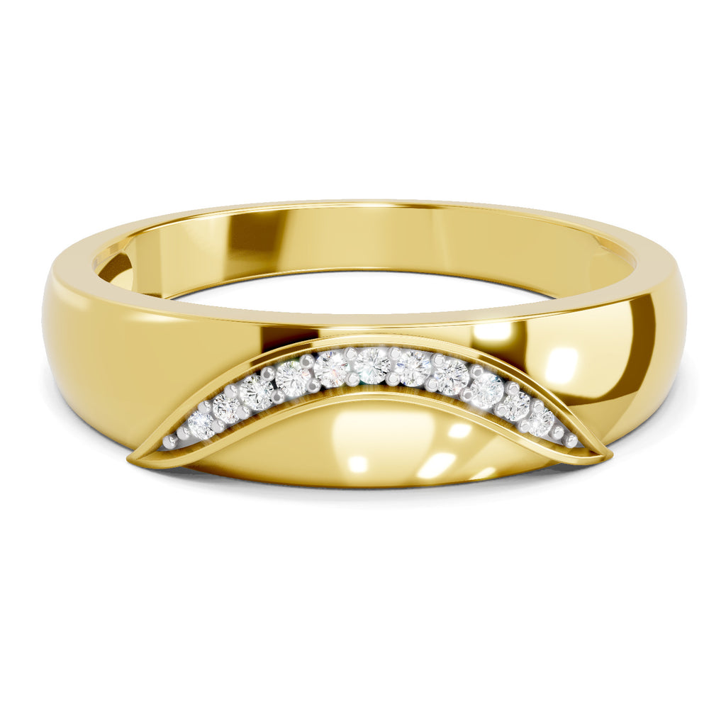 Lab Grown Diamond Ring For Men 0.07 Carat Round Shape 925 Sterling Silver Gold Plated Fashion Ring