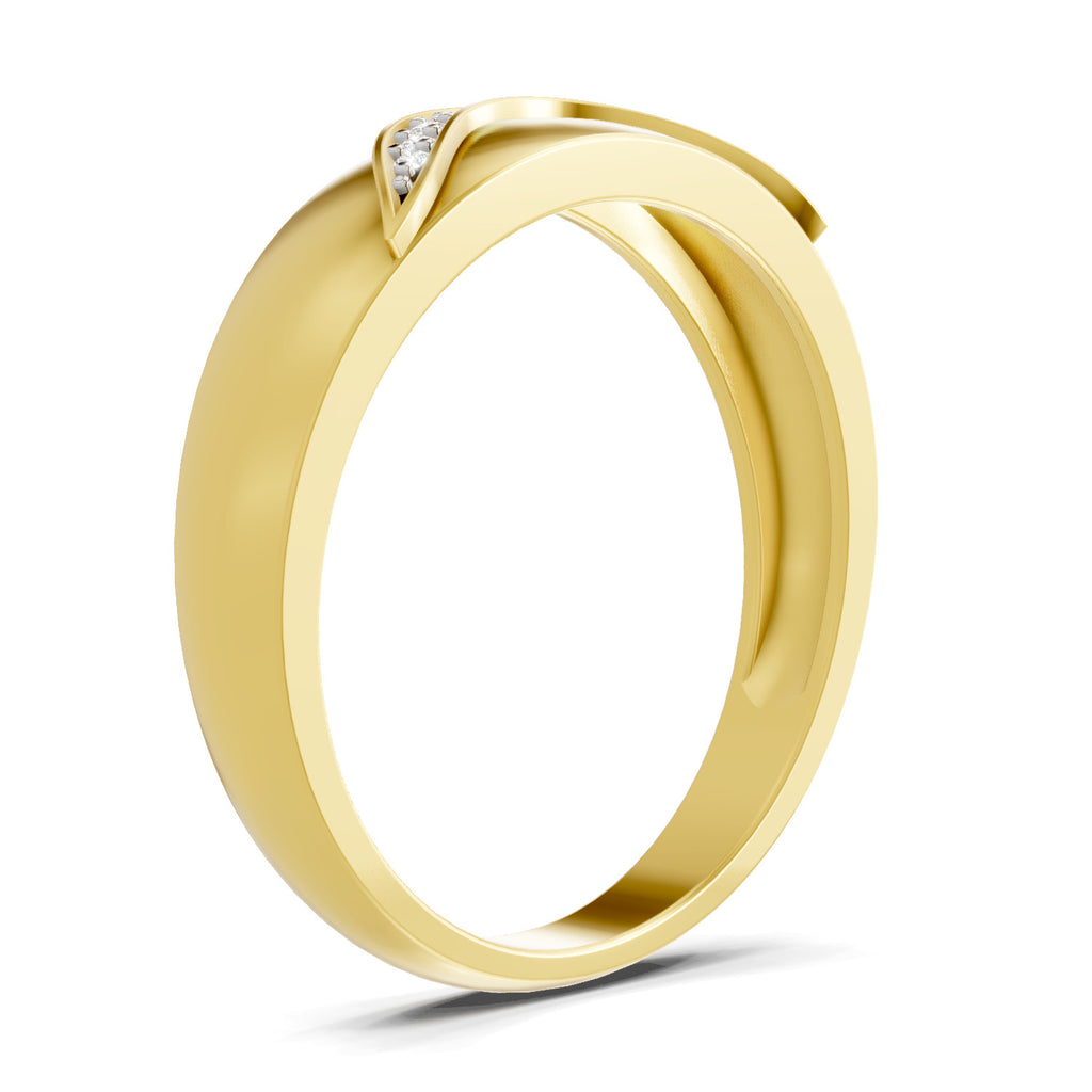 Lab Grown Diamond Ring For Men 0.07 Carat Round Shape 925 Sterling Silver Gold Plated Fashion Ring