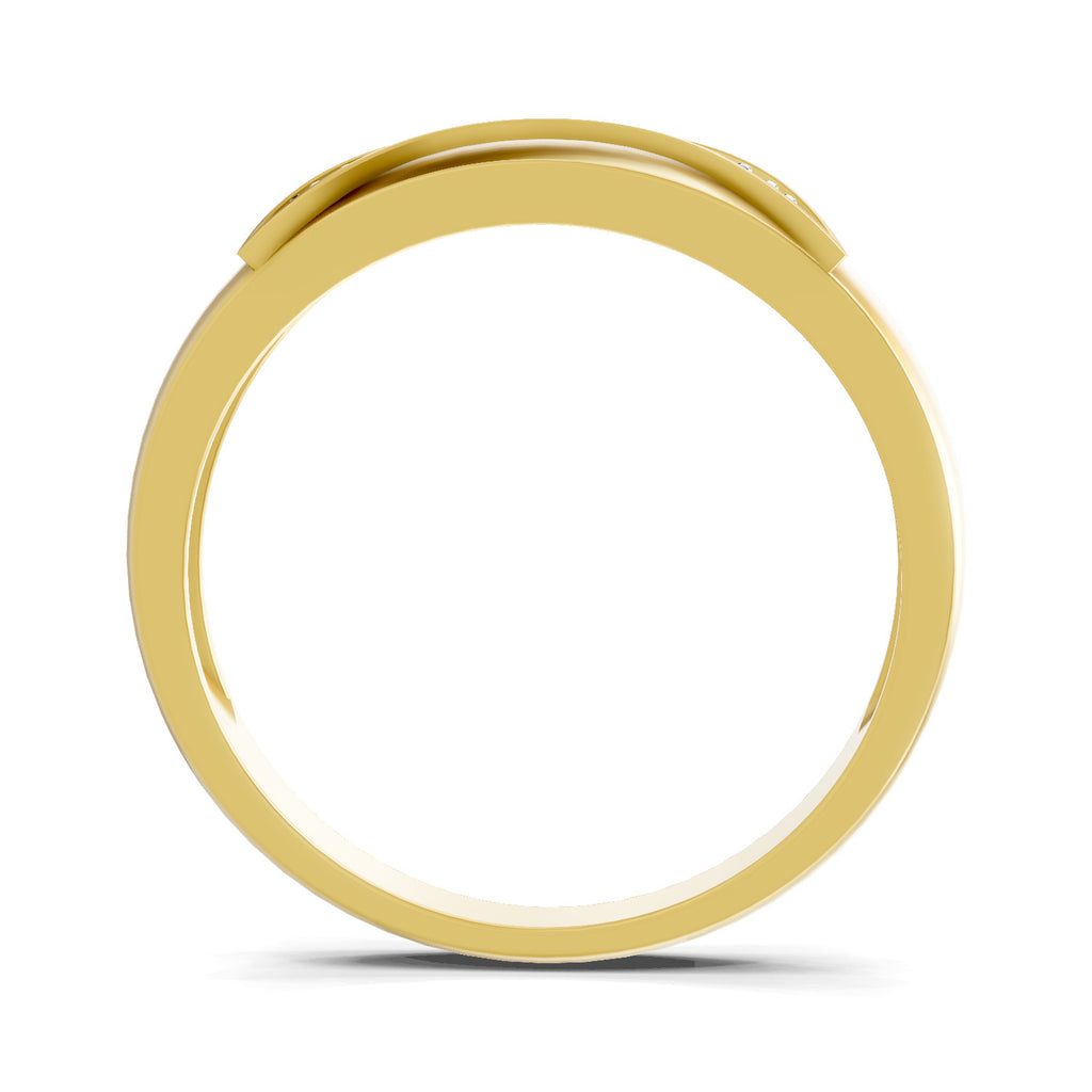 Lab Grown Diamond Ring For Men 0.07 Carat Round Shape 925 Sterling Silver Gold Plated Fashion Ring