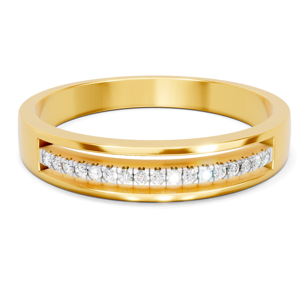 Lab Grown Diamond Ring For Men 0.09 Carat Round Shape 925 Sterling Silver Gold Plated Fashion Ring