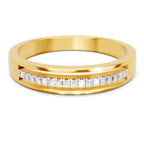 Lab Grown Diamond Ring For Men 0.09 Carat Round Shape 925 Sterling Silver Gold Plated Fashion Ring