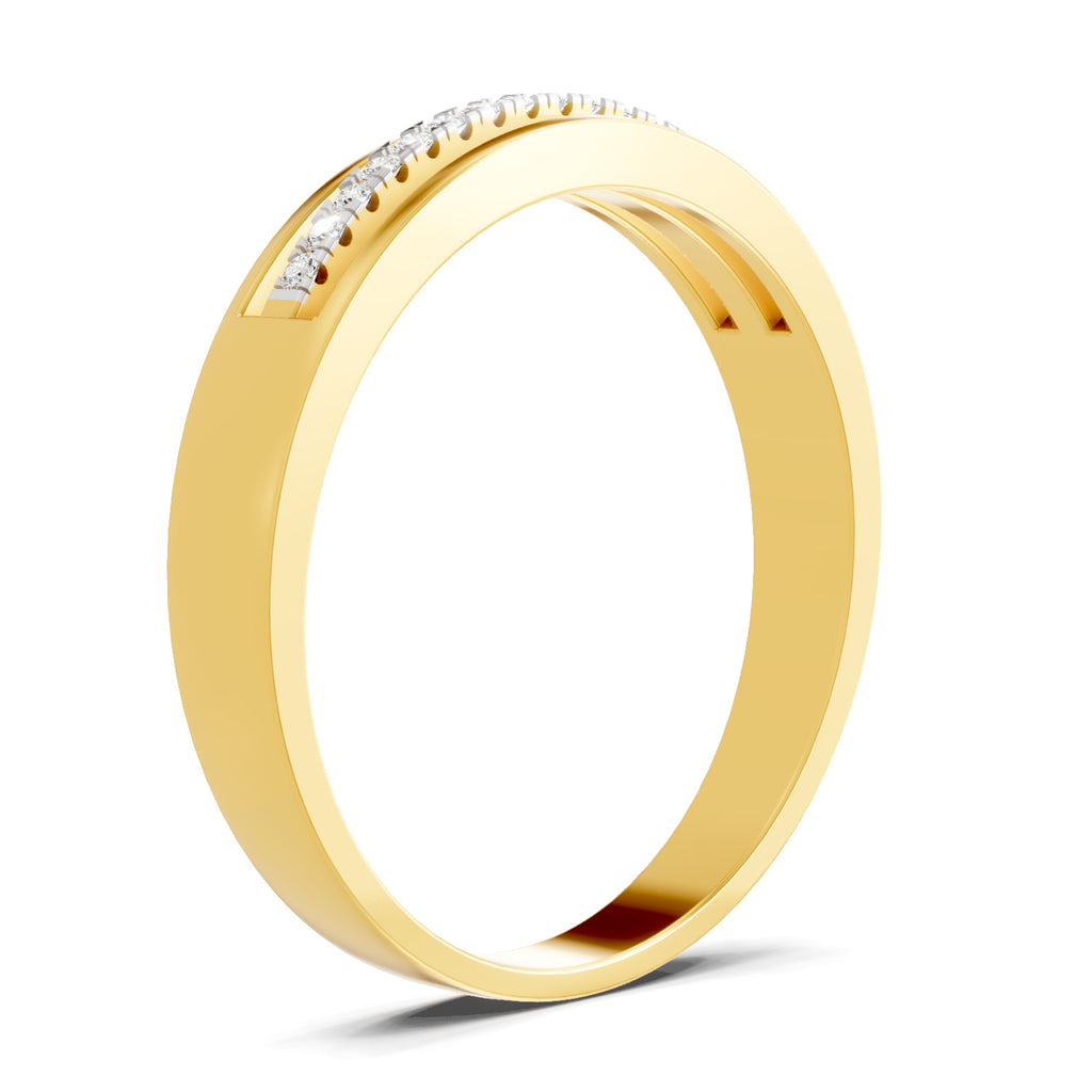 Lab Grown Diamond Ring For Men 0.09 Carat Round Shape 925 Sterling Silver Gold Plated Fashion Ring