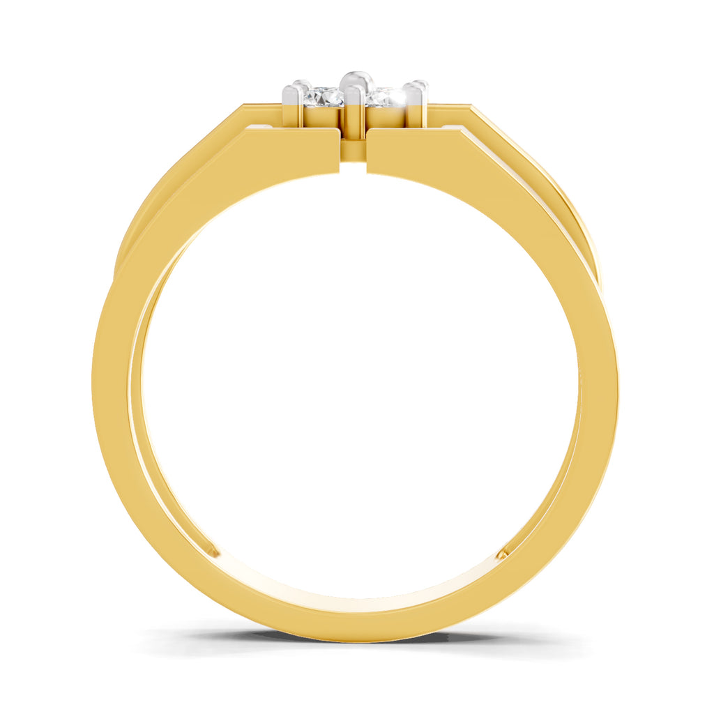 Lab Grown Diamond Ring For Men 0.24 Carat IGI Certified Round Shape 925 Sterling Silver Gold Plated Four Stone Ring