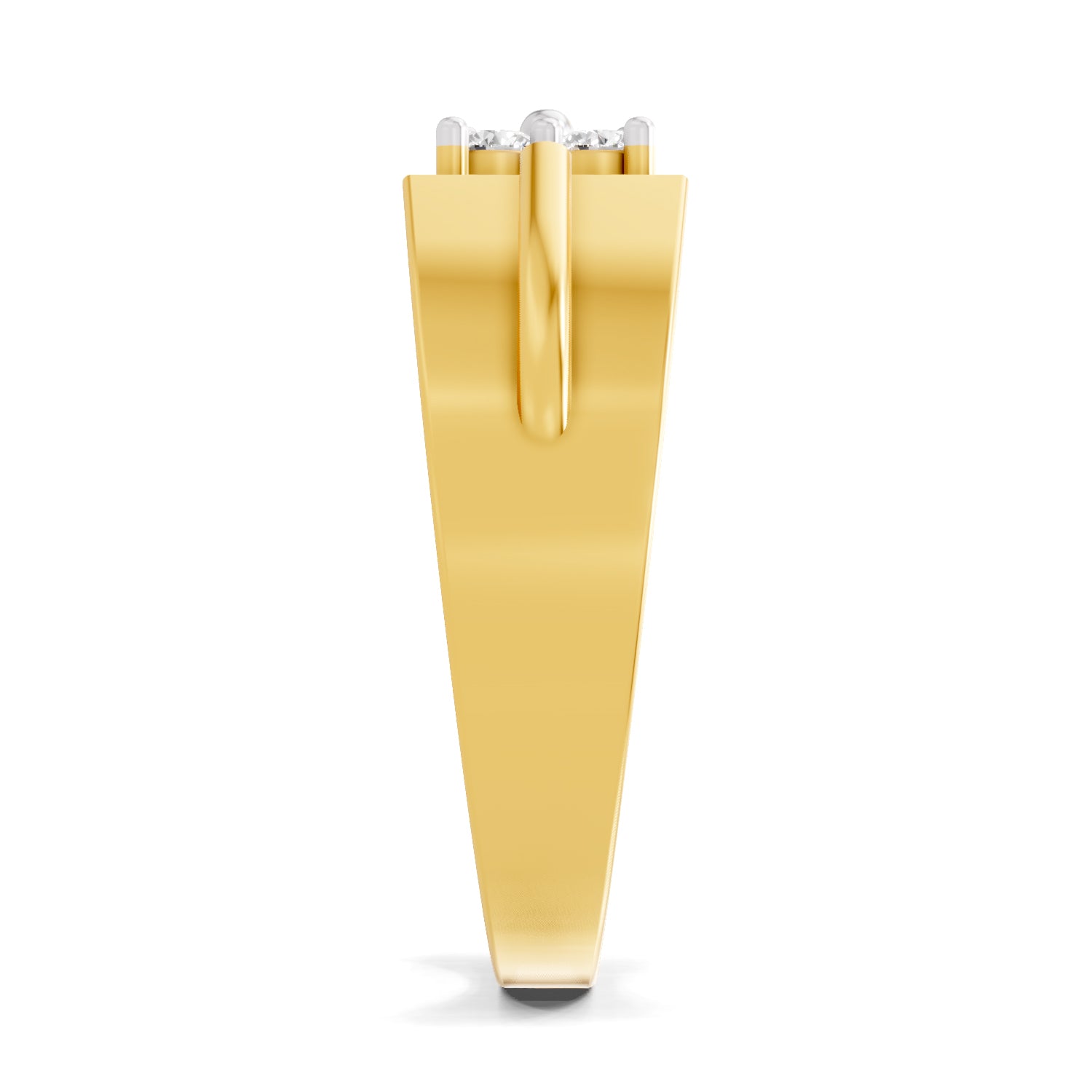 Lab Grown Diamond Ring For Men 0.24 Carat IGI Certified Round Shape 925 Sterling Silver Gold Plated Four Stone Ring
