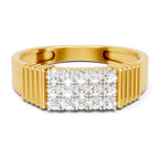 Lab Grown Diamond Ring For Men 0.38 Carat IGI Certified Round Shape 925 Sterling Silver Gold Plated Fashion Ring