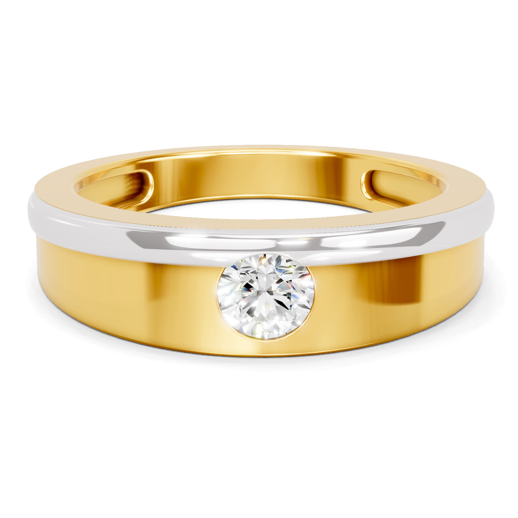 Lab Grown Diamond Ring For Men 0.3 Carat IGI Certified Round Shape 925 Sterling Silver Gold Plated Fashion Ring