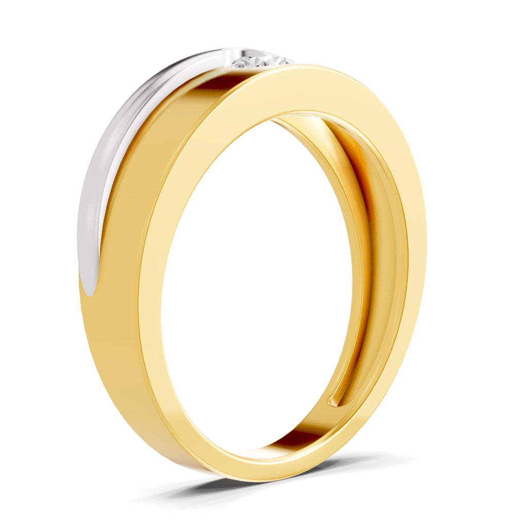 Lab Grown Diamond Ring For Men 0.3 Carat IGI Certified Round Shape 925 Sterling Silver Gold Plated Fashion Ring