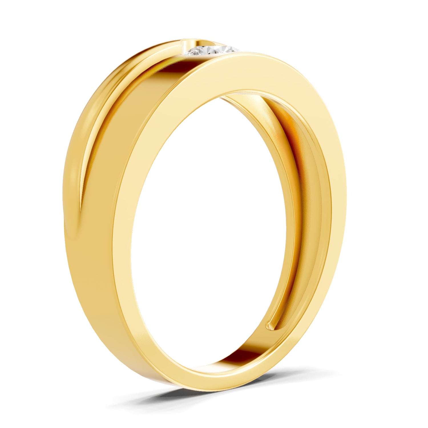 Lab Grown Diamond Ring For Men 0.25 Carat IGI Certified Round Shape 925 Sterling Silver Gold Plated Fashion Ring