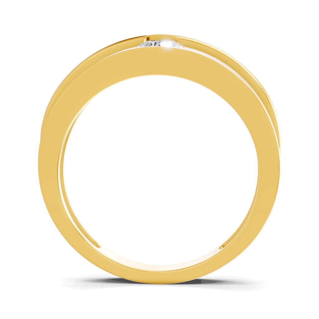 Lab Grown Diamond Ring For Men 0.25 Carat IGI Certified Round Shape 925 Sterling Silver Gold Plated Fashion Ring