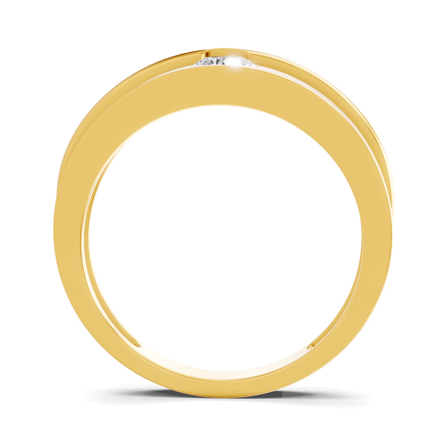Lab Grown Diamond Ring For Men 0.25 Carat IGI Certified Round Shape 925 Sterling Silver Gold Plated Fashion Ring