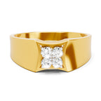 Lab Grown Diamond Ring For Men 0.21 Carat IGI Certified Round Shape 925 Sterling Silver Gold Plated Fashion Ring