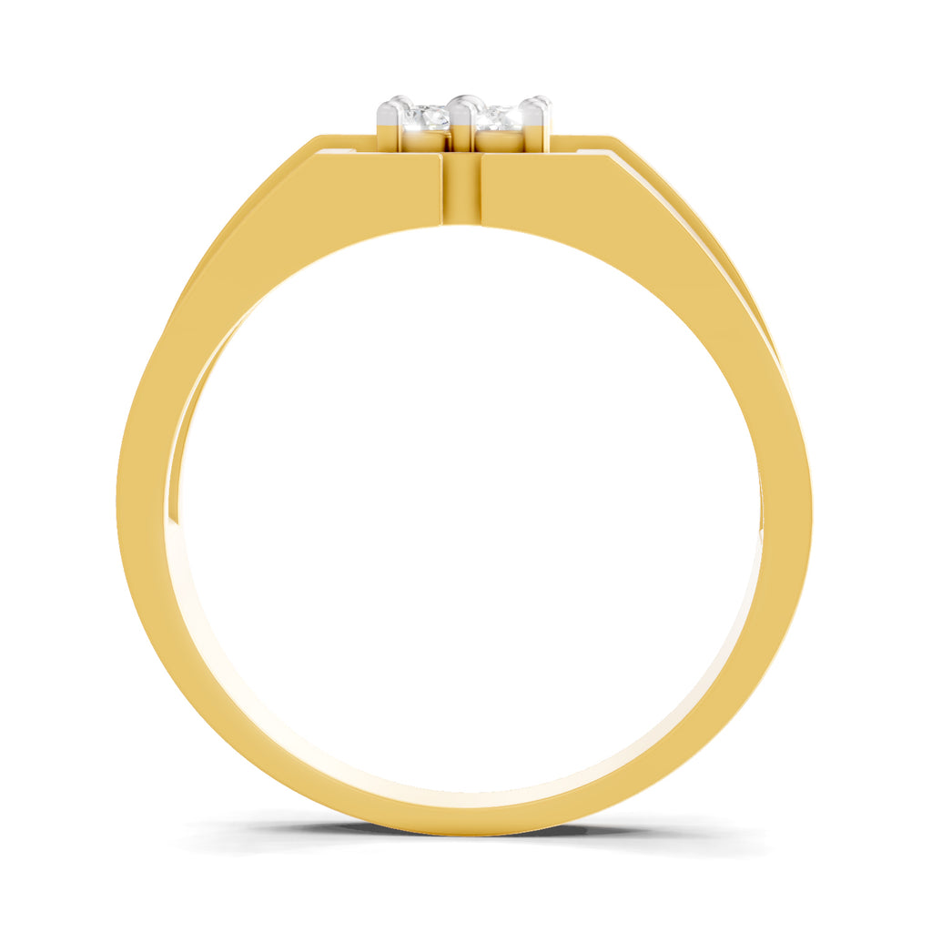 Lab Grown Diamond Ring For Men 0.24 Carat IGI Certified Round Shape 925 Sterling Silver Gold Plated Fashion Ring