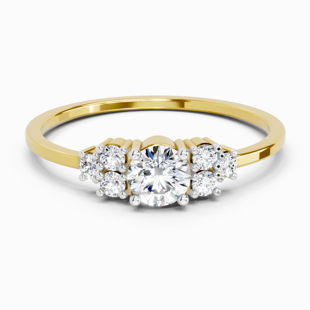 Lab Grown Diamond 0.38CT 925 Sterling Silver Gold Plated Round Shape Ring