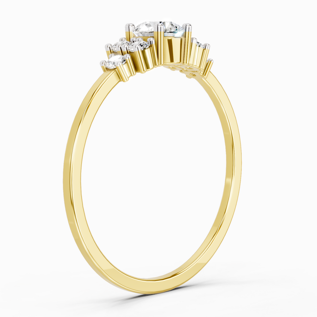 Lab Grown Diamond 0.38CT 925 Sterling Silver Gold Plated Round Shape Ring