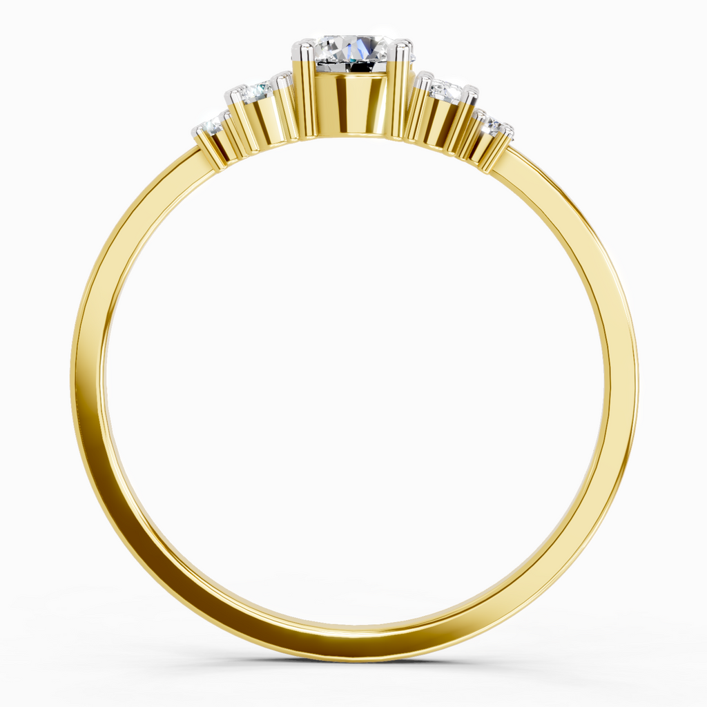 Lab Grown Diamond 0.38CT 925 Sterling Silver Gold Plated Round Shape Ring