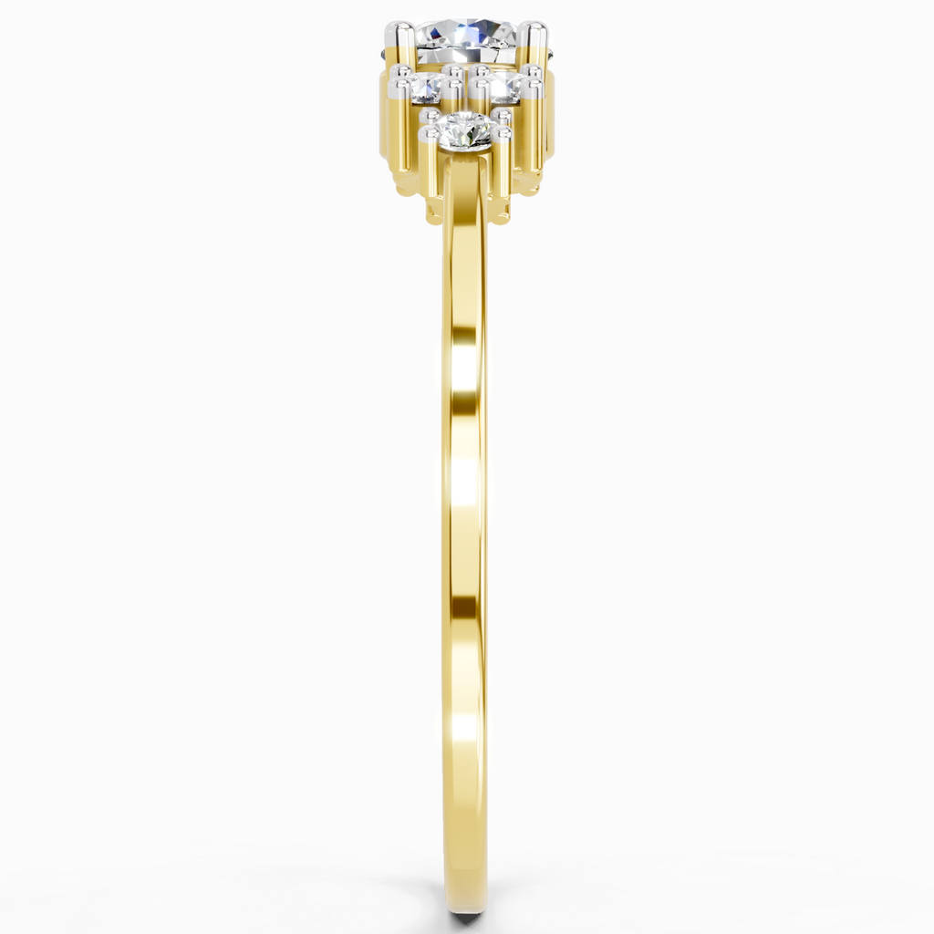 Lab Grown Diamond 0.38CT 925 Sterling Silver Gold Plated Round Shape Ring